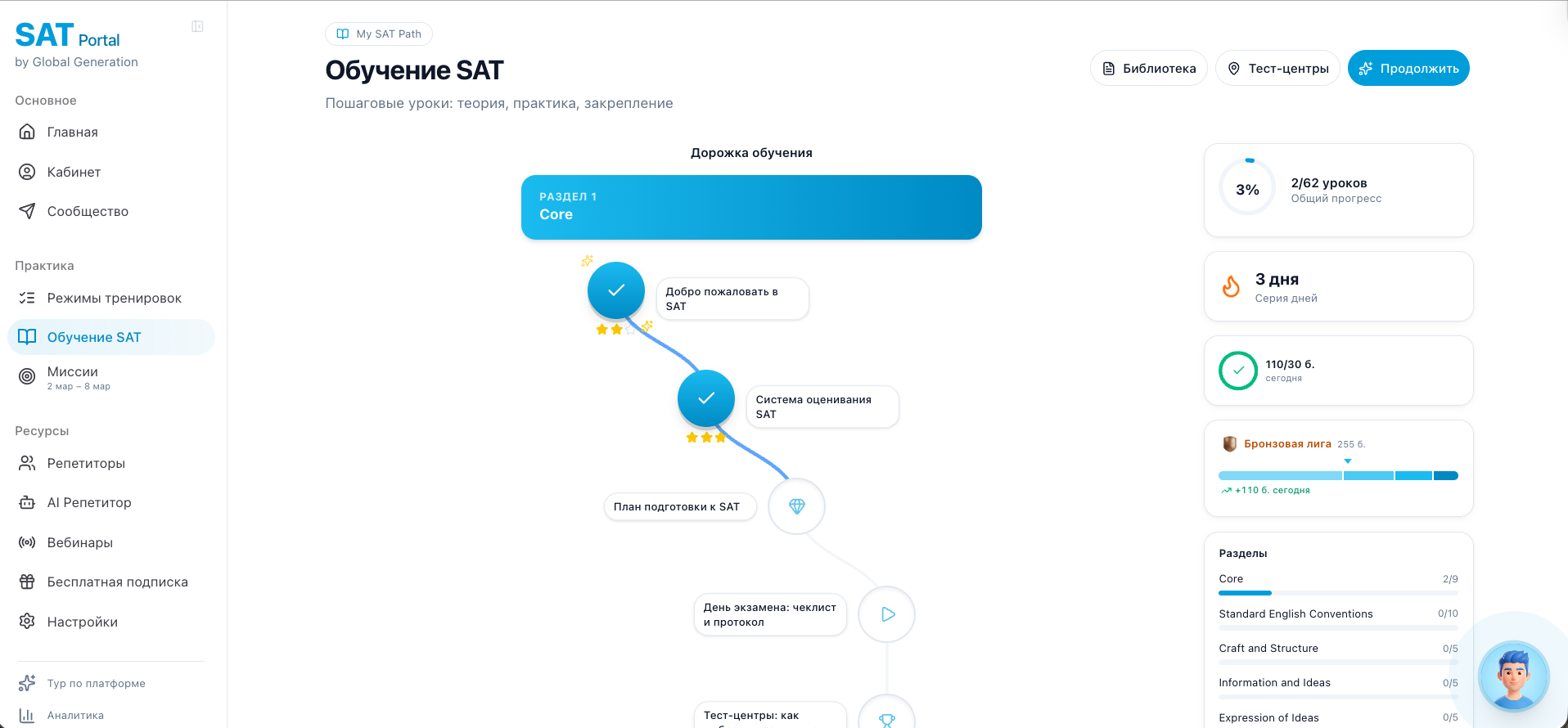 SAT Portal — Обучение
